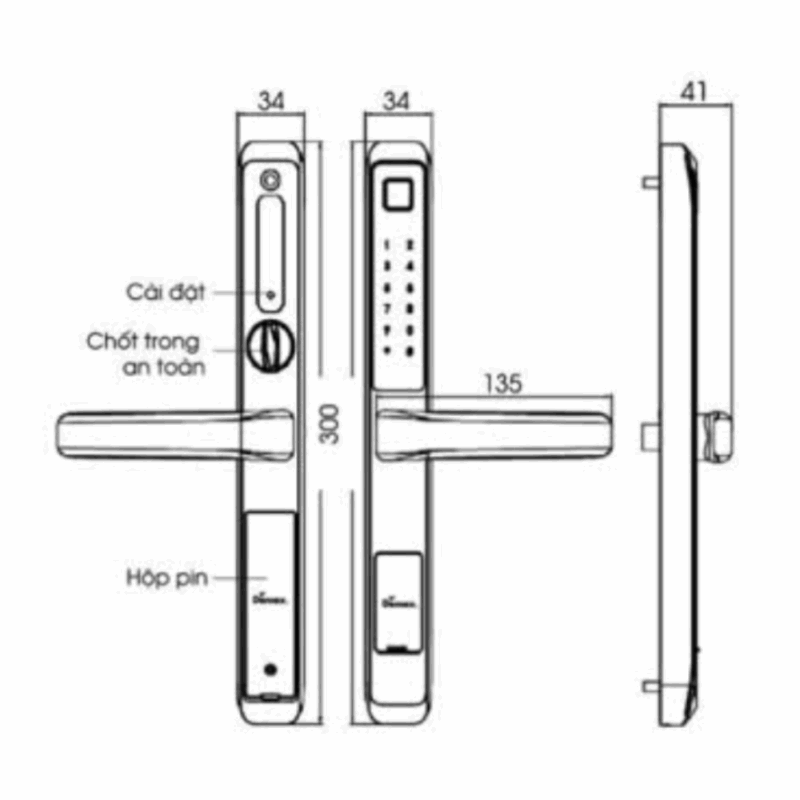Khóa cửa nhôm DEMAX EL506 BL - 14 Khóa cửa nhôm DEMAX EL506 BL