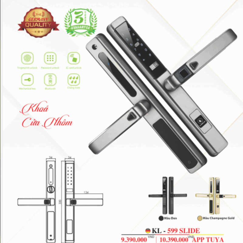 Khóa cửa nhôm Kassler KL-599 SLIDE CHAMPAGNE GOLD APP - 14 Khóa cửa nhôm Kassler KL-599 SLIDE CHAMPAGNE GOLD APP
