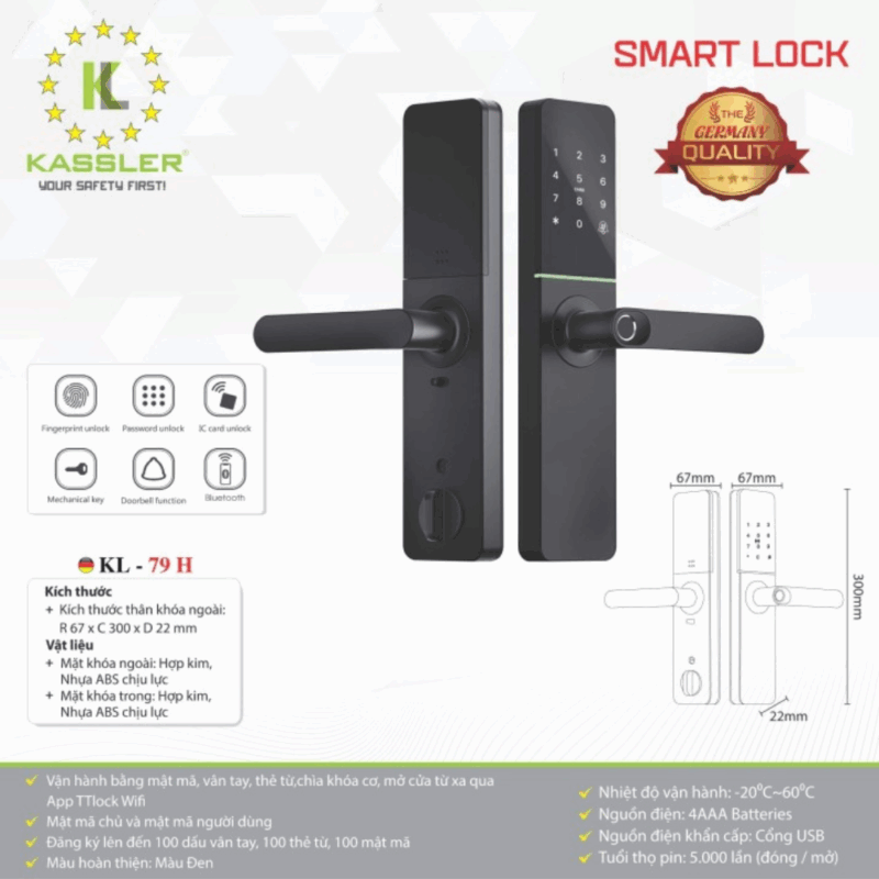 Khóa điện tử Kassler KL-79 H APP WIFI+REMOTE - 14 Khóa điện tử Kassler KL-79 H APP WIFI+REMOTE