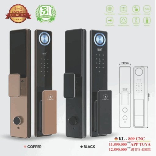 Khóa vân tay Kassler KL-809 CNC COPPER APP REMOTE