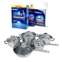 Bộ nồi inox 10 món FK - ST005Fr và bộ rửa Finish - 2 Bộ nồi inox 10 món FK - ST005Fr và bộ rửa Finish - 1