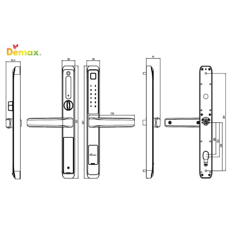 Khóa vân tay cửa nhôm Demax SL506 BL - 18 Khóa vân tay cửa nhôm Demax SL506 BL