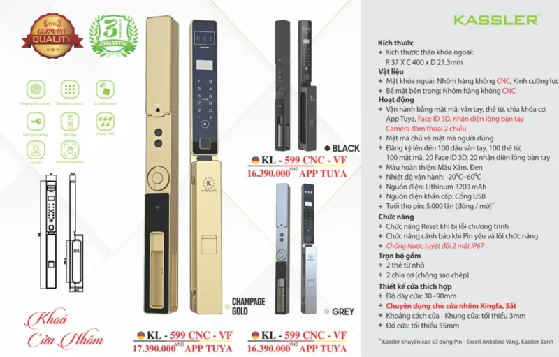 Khóa cửa nhôm Kassler KL-599 CNC-VF GREY APP - 15 Khóa cửa nhôm Kassler KL-599 CNC-VF GREY APP