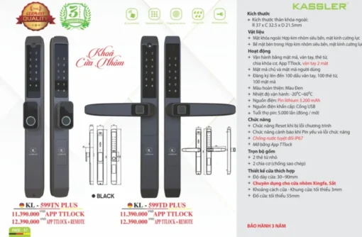 Khóa cửa nhôm Kassler KL-599TD Plus App