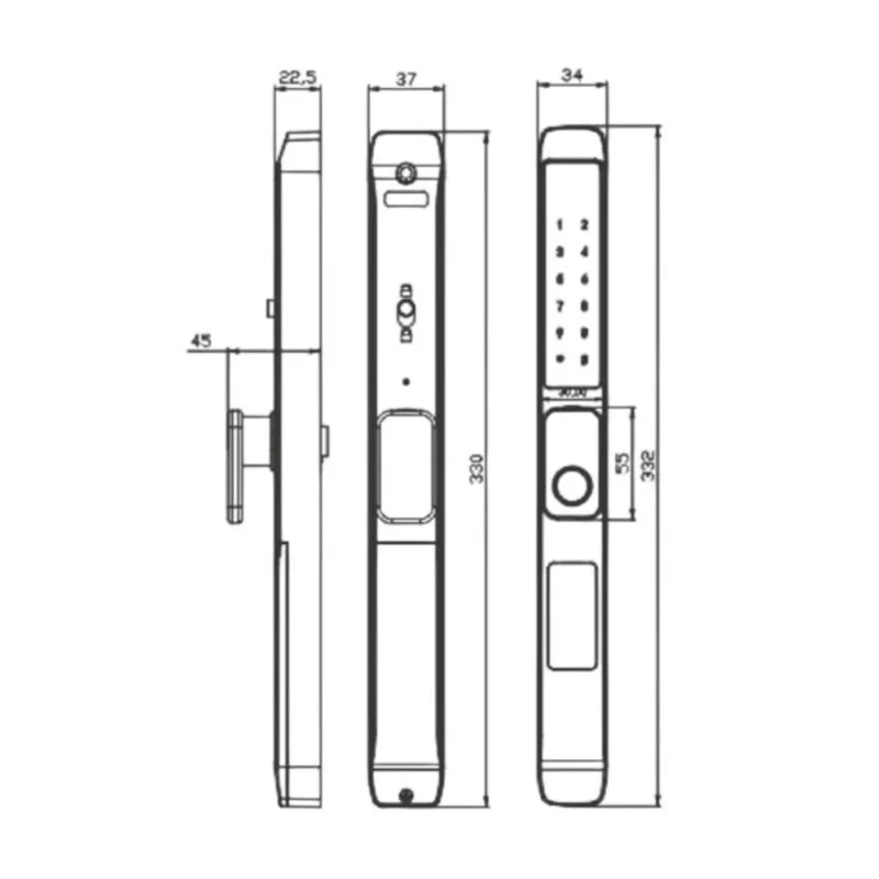 Khóa cửa nhôm Kassler KL-599TN Black App - 8 Khóa cửa nhôm Kassler KL-599TN Black App