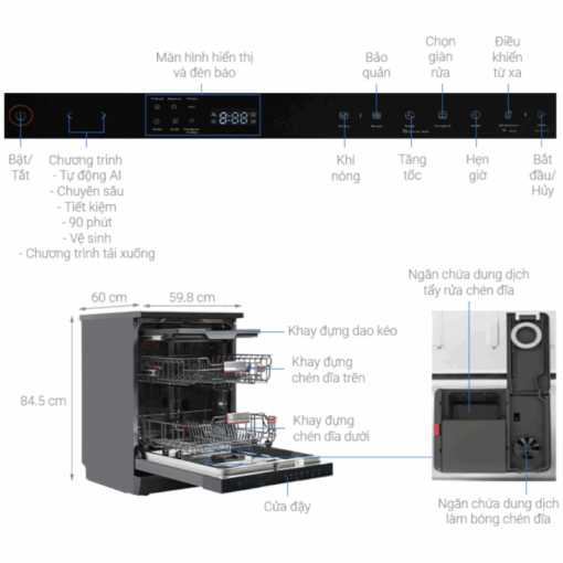 Máy rửa chén Toshiba DW-15F7(G)-VN chính hãng - 2