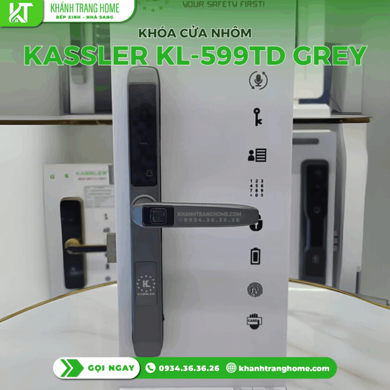 Khóa vân tay cửa nhôm Kassler KL-599TD Grey App - 28 Khóa vân tay cửa nhôm Kassler KL-599TD Grey App