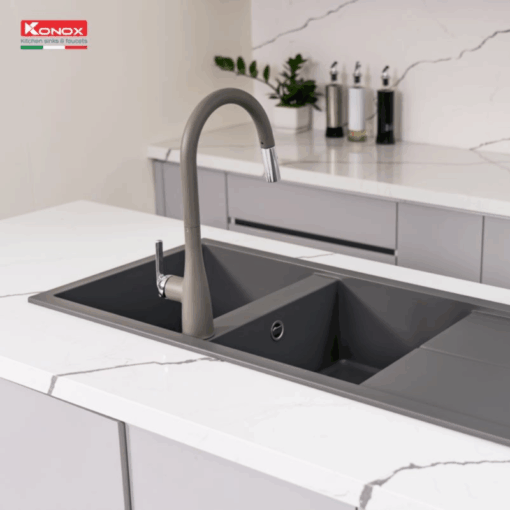 Chậu rửa bát Konox LIVELLO SMART 1160 Grey - 11
