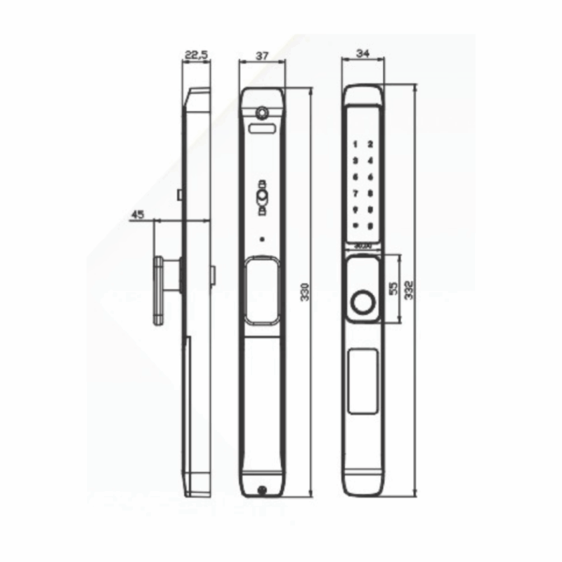 Khóa cửa nhôm Kassler KL-599TN Grey App+Remote - 4 Khóa cửa nhôm Kassler KL-599TN Grey App+Remote