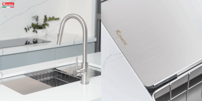 Review chậu rửa bát Konox KN8644SU Dekor: khả năng chống ồn và chống xước thực tế ra sao? - 4 Review chậu rửa bát Konox KN8644SU Dekor khả năng chống ồn và chống xước thực tế ra sao