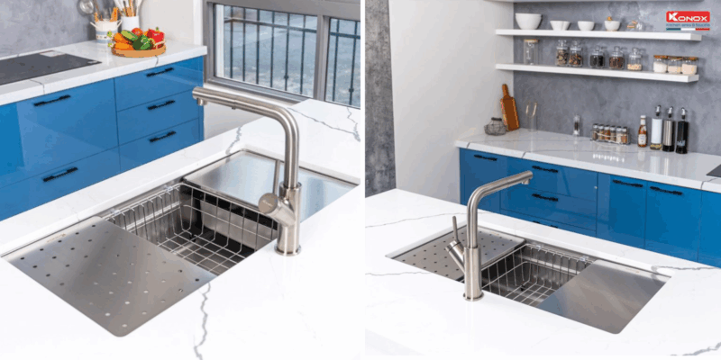 Review chậu rửa bát Konox KN8644SU Dekor: khả năng chống ồn và chống xước thực tế ra sao? - 1 Review chậu rửa bát Konox KN8644SU Dekor khả năng chống ồn và chống xước thực tế ra sao