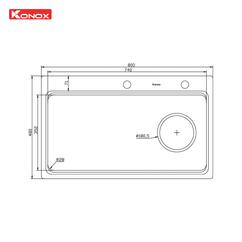Chậu rửa bát KONOX KN8048TS DEKOR - 40 Chậu rửa bát KONOX KN8048TS DEKOR