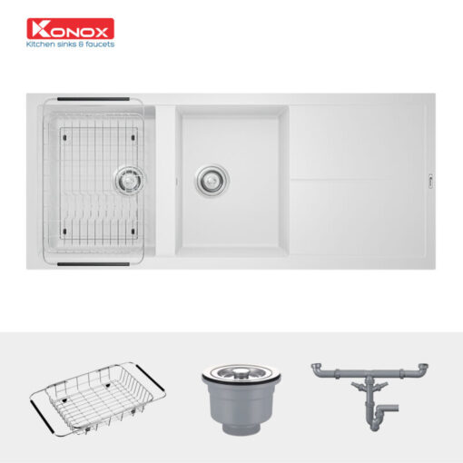 Chậu rửa bát Konox LIVELLO SMART 1160 White Silver