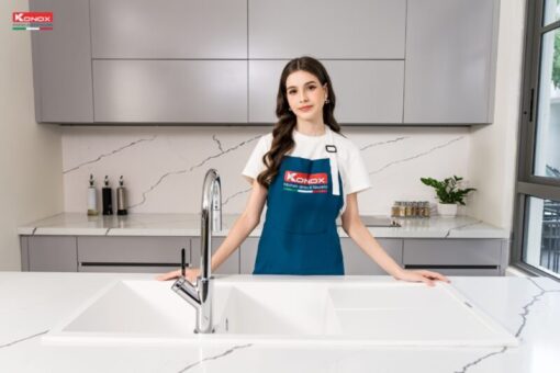 Chậu rửa bát Konox LIVELLO SMART 1160 White Silver - 4