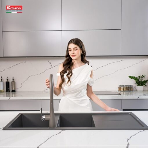 Chậu rửa bát Konox LIVELLO SMART 1160 Grey - 7