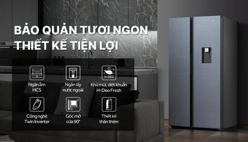 TỦ LẠNH AQUA INVERTER 569 LÍT AQR-S633XA(WSL)