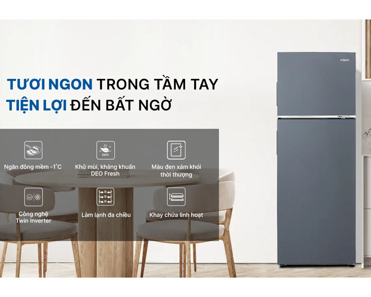 TỦ LẠNH AQUA INVERTER 298 LÍT AQR-T380FA(SL)