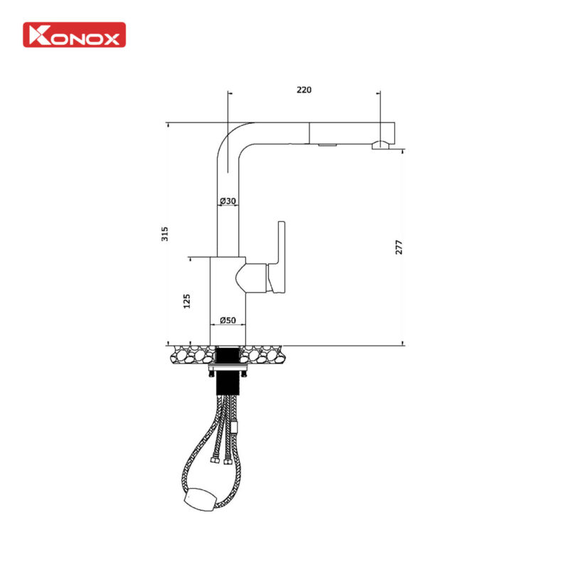 VÒI RỬA BÁT DÂY RÚT KONOX VIRA CHROME