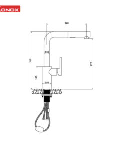 VÒI RỬA BÁT DÂY RÚT KONOX VIRA CHROME - 17