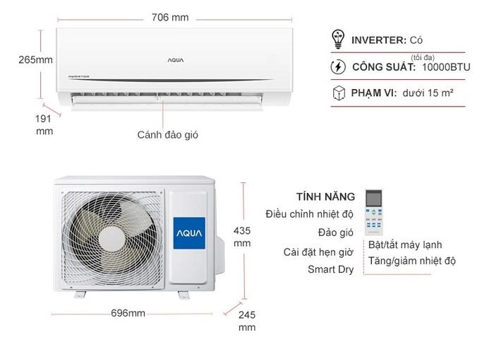 MÁY LẠNH AQUA INVERTER 1 HP AQA-RV10ME - 47 MÁY LẠNH AQUA INVERTER 1 HP AQA-RV10ME