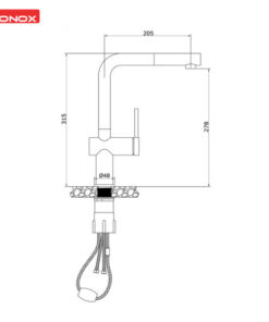 VÒI RỬA BÁT DÂY RÚT KONOX STREAM SMART BLACK - 15