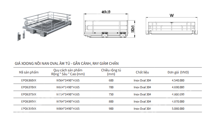 GIÁ XOONG NỒI NAN OVAL EUROGOLD EPO6360VX - 23 GIÁ XOONG NỒI NAN OVAL EUROGOLD EPO6360VX
