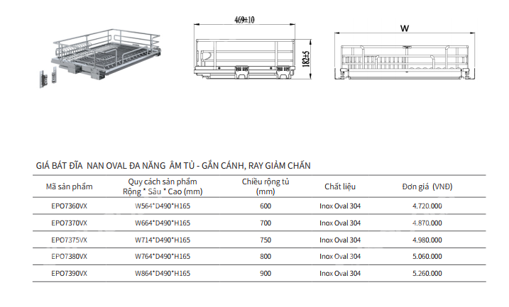 GIÁ BÁT ĐĨA NAN OVAL EUROGOLD EPO7370VX - 19 GIÁ BÁT ĐĨA NAN OVAL EUROGOLD EPO7370VX