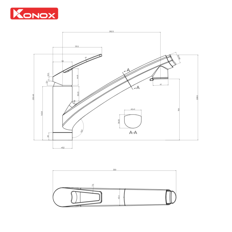 VÒI RỬA BÁT KONOX KIRA GUN METAL