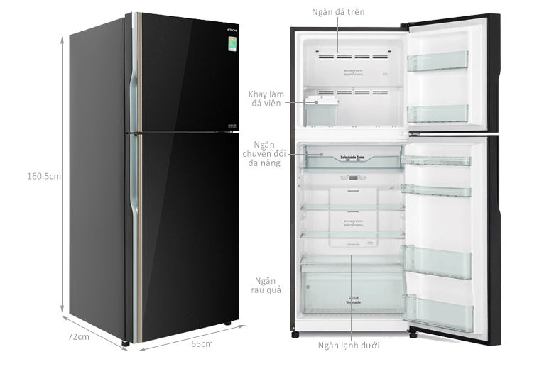 TỦ LẠNH HITACHI INVERTER 339 LÍT R-FVX450PGV9(GBK)