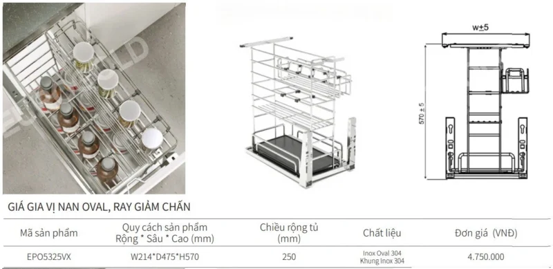 GIÁ GIA VỊ NAN OVAL EUROGOLD EPO5325VX