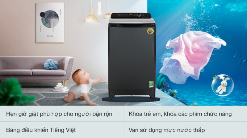 MÁY GIẶT AQUA INVERTER 12 KG AQW-DR120HT(BK) - 28 MÁY GIẶT AQUA INVERTER 12 KG AQW-DR120HT(BK) - 27