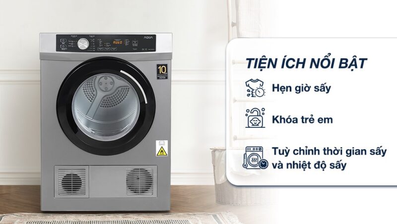 MÁY SẤY THÔNG HƠI AQUA 8 KG AQH-V800H(SS) - 63 MÁY SẤY THÔNG HƠI AQUA 8 KG AQH-V800H(SS)