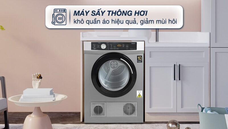 MÁY SẤY THÔNG HƠI AQUA 8 KG AQH-V800H(SS) - 60 MÁY SẤY THÔNG HƠI AQUA 8 KG AQH-V800H(SS)