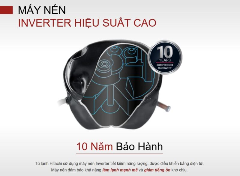 TỦ LẠNH HITACHI INVERTER 374 LÍT HRTN6408SUVN