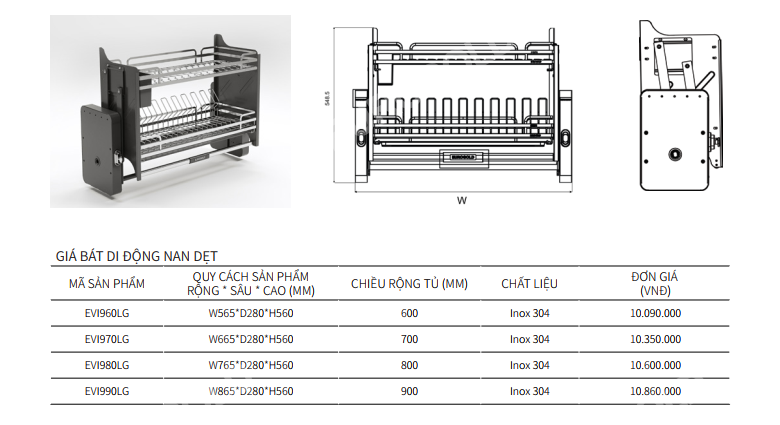 GIÁ BÁT ĐĨA DI ĐỘNG NAN DẸT EUROGOLD EVI980LG