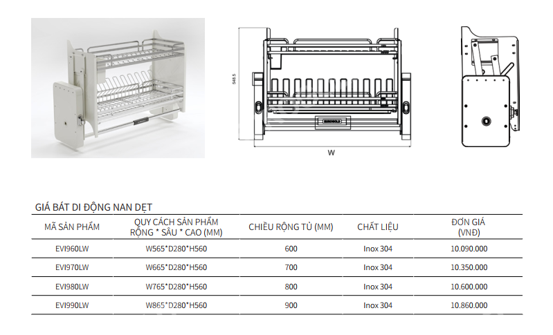 GIÁ BÁT ĐĨA DI ĐỘNG NAN DẸT EUROGOLD EVI970LW