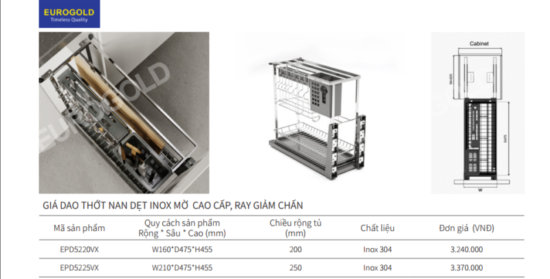 GIÁ DAO THỚT NAN DẸT EUROGOLD EPD5225VX