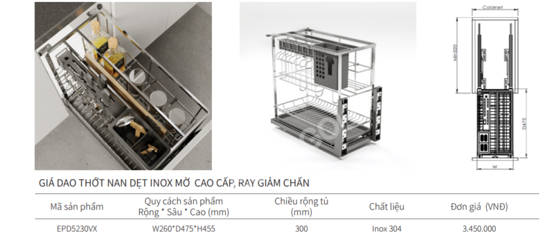 GIÁ DAO THỚT NAN DẸT EUROGOLD EPD5230VX