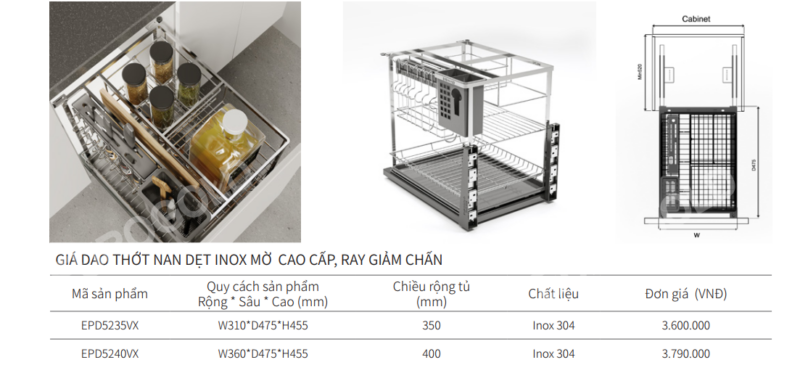 GIÁ DAO THỚT NAN DẸT EUROGOLD EPD5240VX