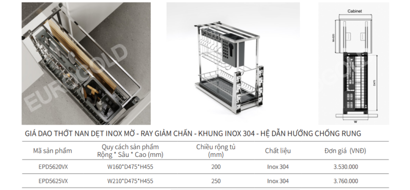 GIÁ DAO THỚT NAN DẸT EUROGOLD EPD5625VX