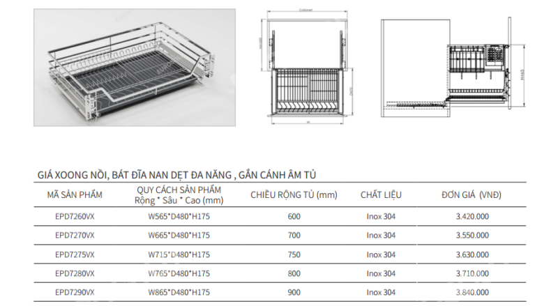 GIÁ XOONG NỒI BÁT ĐĨA NAN DẸT EUROGOLD EPD7280VX