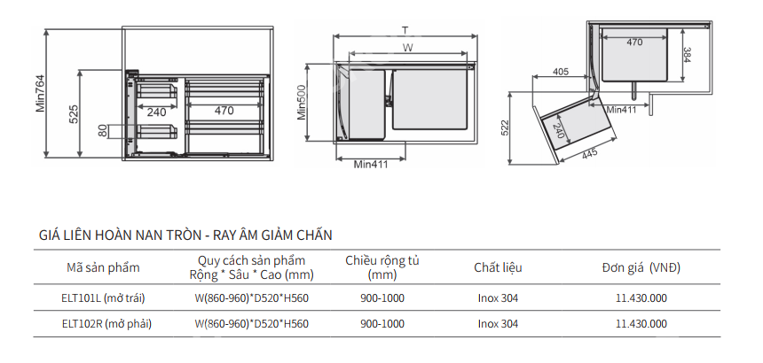 GIÁ LIÊN HOÀN NAN TRÒN EUROGOLD ELT102R