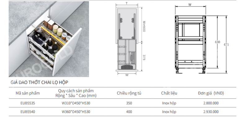 GIÁ DAO THỚT CHAI LỌ EUROGOLD EUB5540