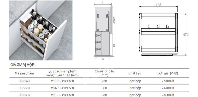 GIÁ GIA VỊ HỘP EUROGOLD EUB4530