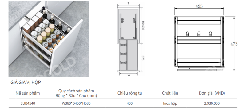 GIÁ GIA VỊ HỘP EUROGOLD EUB4540