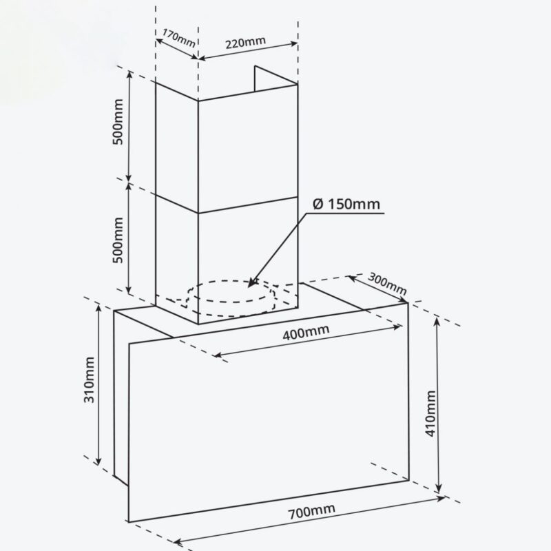 MÁY HÚT MÙI KÍNH THẲNG GARIS G3327 - 2 MÁY HÚT MÙI KÍNH THẲNG GARIS G3327