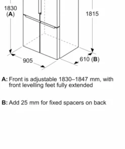 Tủ lạnh 4 cánh 646 lít Bosch KFN96AXEA Đen Nhám