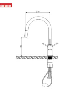 Vòi rửa bát dây rút Konox Alto Smart Chrome