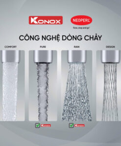 Vòi rửa bát dây rút Konox Lumo Smart Chrome