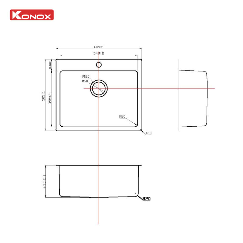 CHẬU RỬA BÁT KONOX TURKEY SINK NERON 600T